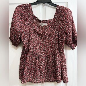 🥳 4 for $10 LOFT Red and Black Floral Blouse